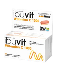 Ibuvit Witamina C 1000 w postaci trójwarstwowej - Na odporność - 30 tabletek