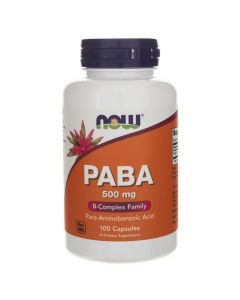 Now Foods Paba 500 mg – Kompleks witamin z grupy B, 100 kaps.