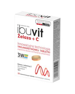 Ibuvit Żelazo + Witamina C w postaci trójwarstwowej - dla młodzieży i dorosłych - 30 tabletek
