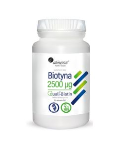 Aliness - Biotyna QualiBiotin 2500 mcg - Najlepsza biotyna na włosy - 120 vege tabletek