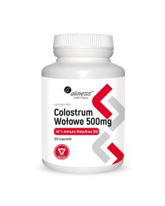 Aliness - Colostrum Wołowe 40% - Kolostrum 500 mg - 100 kapsułek