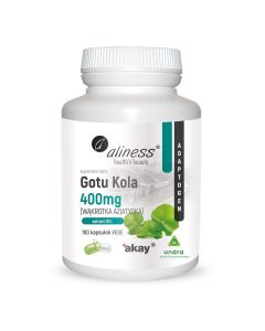 Aliness - Gotu Kola - Centella asiatica - Wąkrotka azjatycka 400 mg - 100 kapsułek