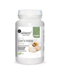 Aliness - Lion’s Mane ekstrakt 40/20 - Soplówka jeżowata (Hericium erinaceus) 400mg - 90 vege kapsułek