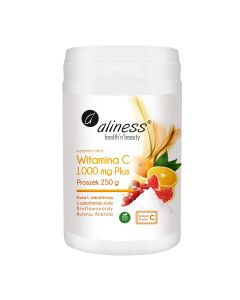 Aliness - Witamina C 1000 mg - Buforowana PLUS - Witamina C w proszku z miarką - 250g