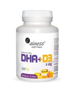 Aliness - Omega DHA 300 mg z alg + D3 2000IU - 60 kapsułek