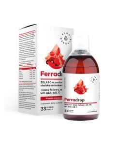 Aura Herbals - Ferradrop - Żelazo + kwas foliowy w płynie - 500 ml