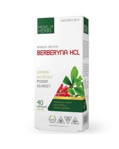 Medica Herbs Berberyna HCI - ziołowy suplement diety - 40 kapsułek