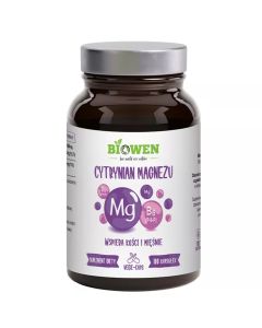 Biowen - Cytrynian magnezu 825 mg z witaminą B6 (P-5-P) - 100 kapsułek