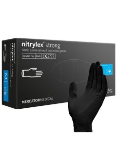 Rękawice nitrylowe bezpudrowe Nitrylex strong czarne - 100 sztuk