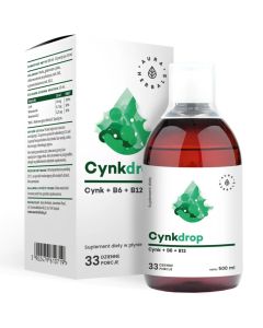 Aura Herbals Cynkdrop, cynk + B6 + B12 - cynk w płynie - 500 ml