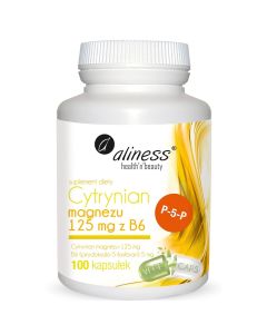 Aliness Cytrynian Magnezu 125 mg z B6 (P-5-P) - 100 wegańskich kapsułek