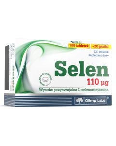 Olimp Selen 110 µg - Reguluje pracę tarczycy, wzmacnia ogólną odporność - 120 tabletek