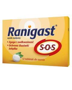 Tabletki do ssania na zgagę - Ranigast S-O-S - 12 tabletek