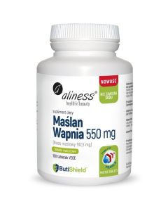 Aliness Maślan Wapnia 550 mg bez sodu - 100 tabletek matrycowych Vege