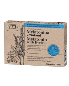 Vitter Herbs Melatonina z ziołami - Łagodne zasypianie - 20 tabletek
