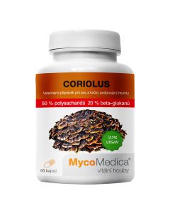 MycoMedica - Produkt weterynaryjny - Coriolus 50%  - Wrośniak wielobarwny (żagiew różnobarwna) - 90 kapsułek