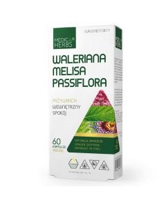 Medica Herbs Waleriana Melisa Passiflora - Pomoc w stresie - 60 kapsułek