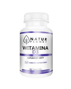 Witamina D3 2000IU Natur Planet - suplement diety dla dorosłych w tabletkach - 60