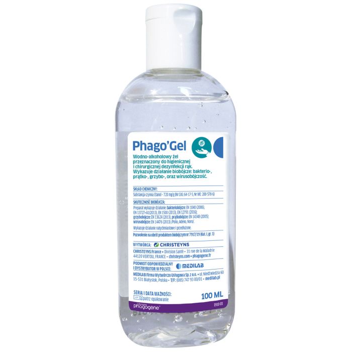 Phago'Gel - Żel do higienicznej i chirurgicznej dezynfekcji rąk, 100 ml main product photo
