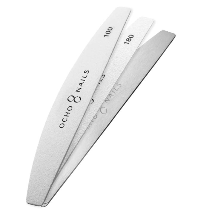 Ocho Nails pilnik półksiężyc metalowy rdzeń + papierki 100/180 - 20 sztuk main product photo