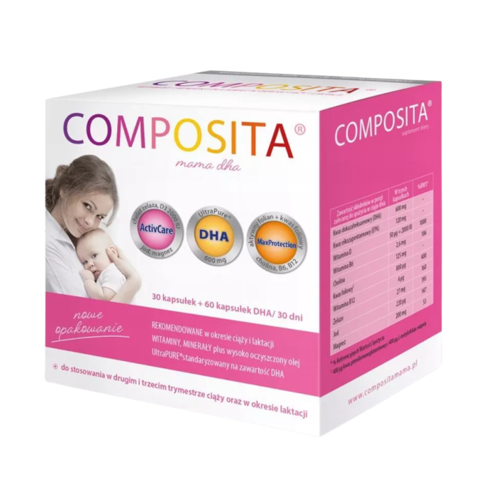 Composita Mama DHA 90 kapsułek - Witaminy dla kobiet w ciąży i w okresie laktacji - 90 kapsułek main product photo