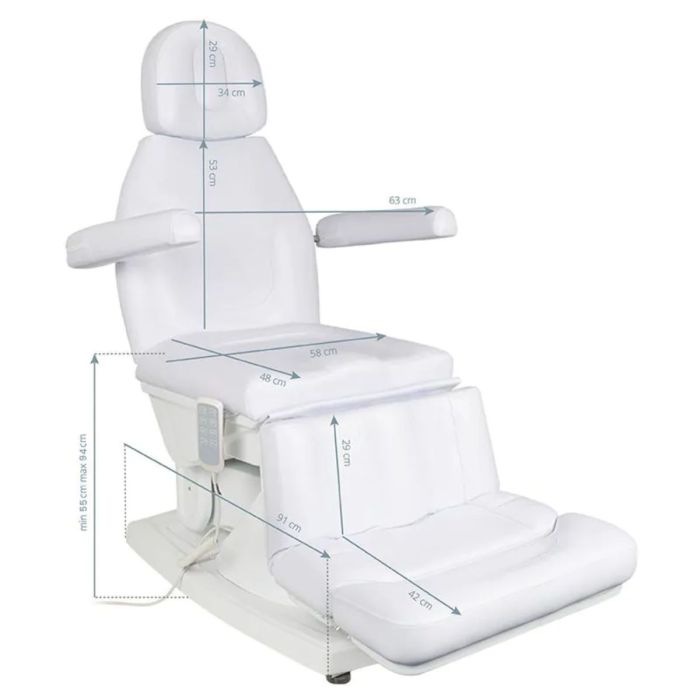Fotel kosmetyczny podologiczny, elektryczny Kate 4 siłowniki - biały main product photo