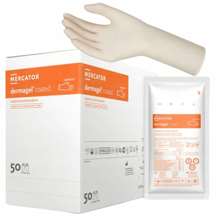 Rękawice chirurgiczne lateksowe sterylne bezpudrowe Dermagel 50 par - rozm. 7,0 main product photo