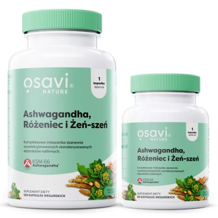 Osavi Ashwagandha + Różeniec i Żeń-szeń w kapsułkach main product photo