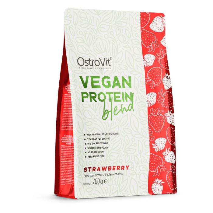 OstroVit Vegan Protein - mieszanka białek roślinnych smak truskawkowy - 700 g main product photo