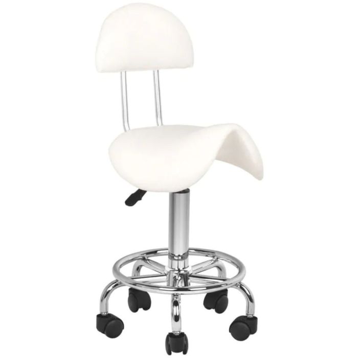 Taboret kosmetyczny 6001 Activeshop biały z oparciem main product photo