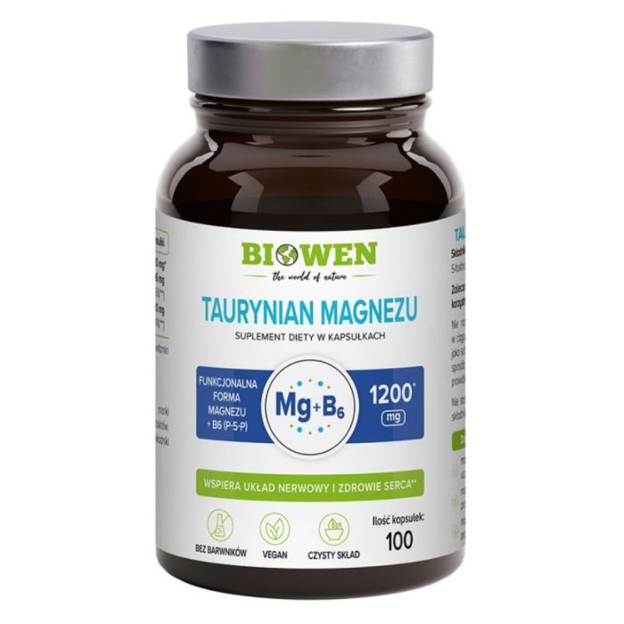 Biowen Taurynian magnezu z witaminą B6 - 100 kapsułek main product photo