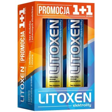 Wyprzedaż: Xenico Pharma Litoxen elektrolity, zestaw promocyjny 1+1 (2 x 20 tabletek musujących)