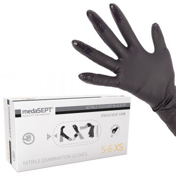 Rękawice nitrylowe medaSEPT EasyGrip Czarne PF - 100 sztuk