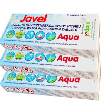 Tabletki do uzdatniania wody pitnej Javel Aqua Box - zestaw 60 sztuk