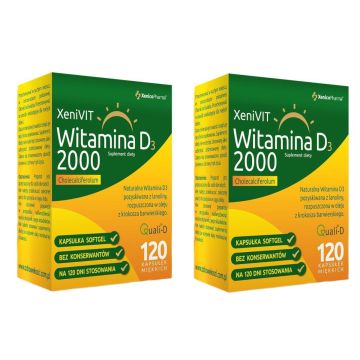 Zestaw Xenico: 2 x Xenico Pharma XeniVIT Witamina D3 2000 - 2 x 120 kapsułek softgel
