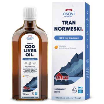 Osavi - Tran Norweski 1000mg Omega 3 - cytryna, pomarańcza - 250 lub 500 ml