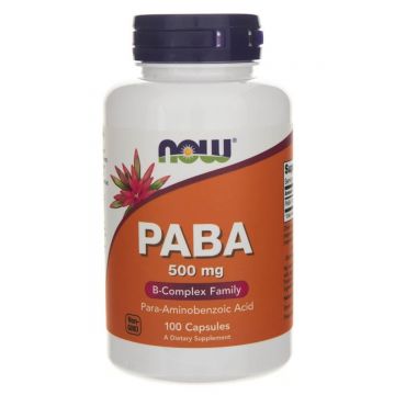 Now Foods Paba 500 mg – Kompleks witamin z grupy B, 100 kaps.