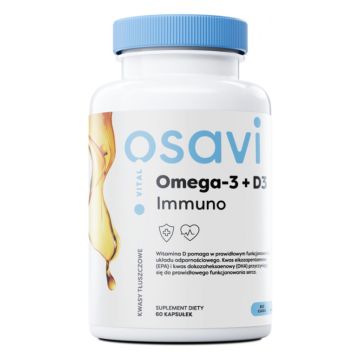 Osavi Omega-3 + D3 Immuno Wzmocnienie odporności i zdrowych kości! 60,120 lub 180 kapsułki