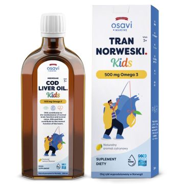 Osavi - Tran Norweski Kids 500mg Omega-3 smak cytrynowy - 250 lub 500ml
