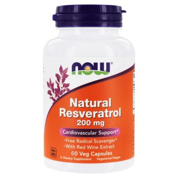 Now Foods Natural Resveratrol z ekstraktem z czerwonego wina - 60 kapsułek