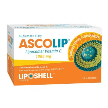 Witamina C Ascolip Liposomalna 1000 mg o smaku pomarańczy i cytryny - 30 saszetek