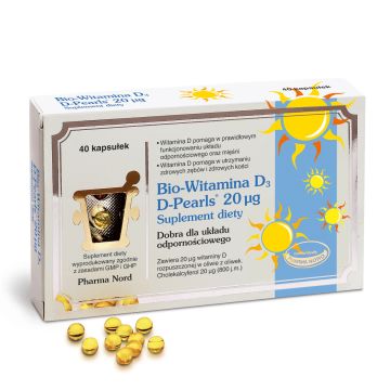 Pharma Nord Witamina D3 D-pearls 800 jm 20 µg - wspiera układ odpornościowy 40 kaps.