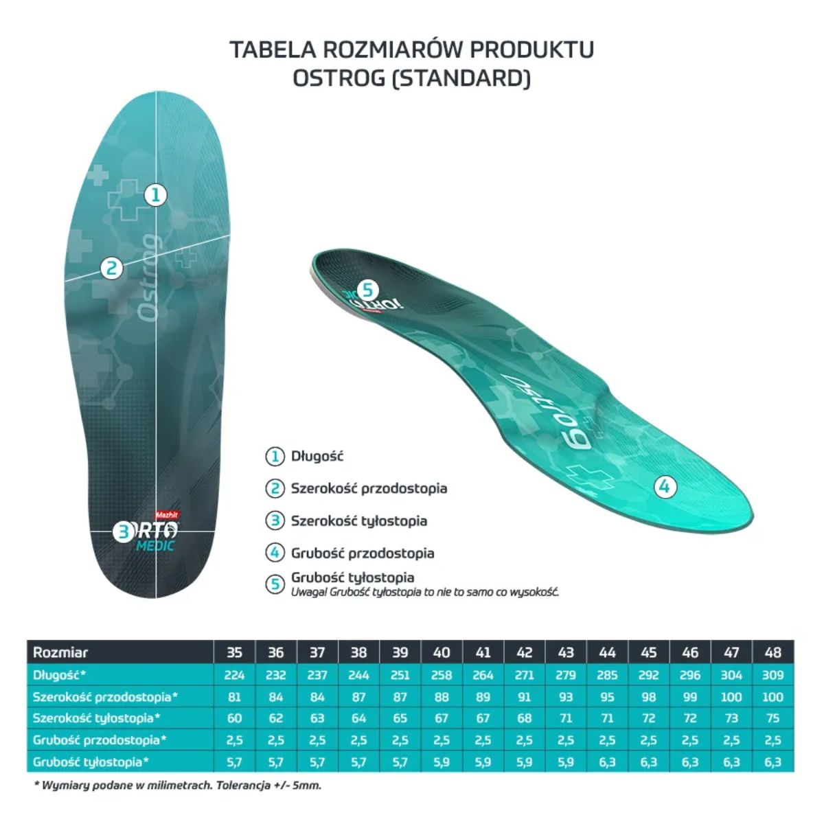Wkładki na ostrogi piętowe - Mazbit Ostrog Standard - Rozmiar 43