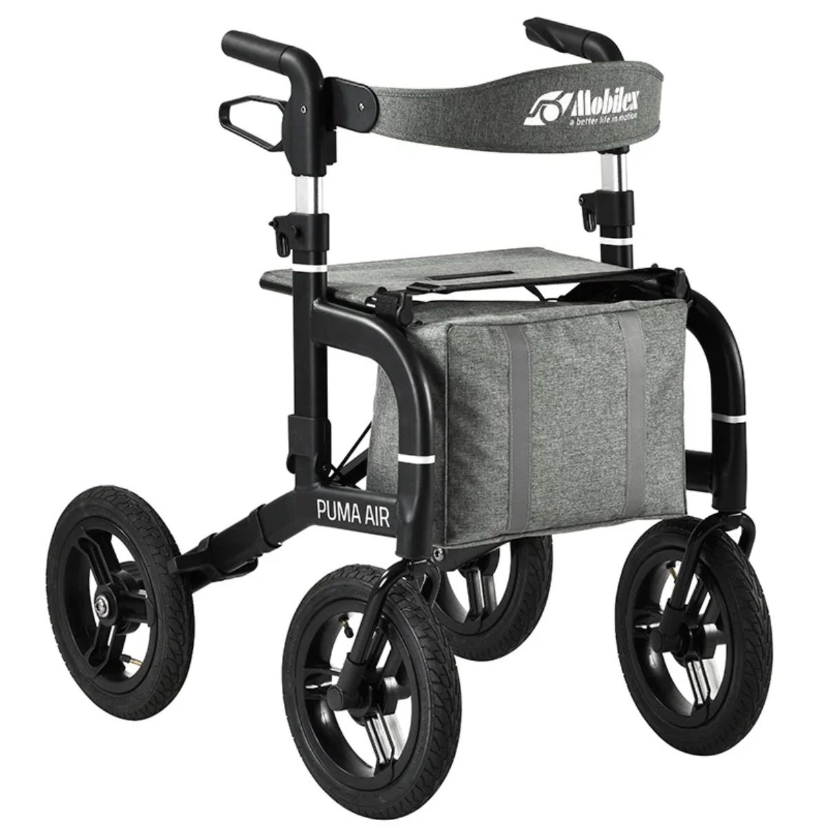 Rollator Puma Air Mobilex– podpórka inwalidzka czterokołowa z pompowanymi kołami