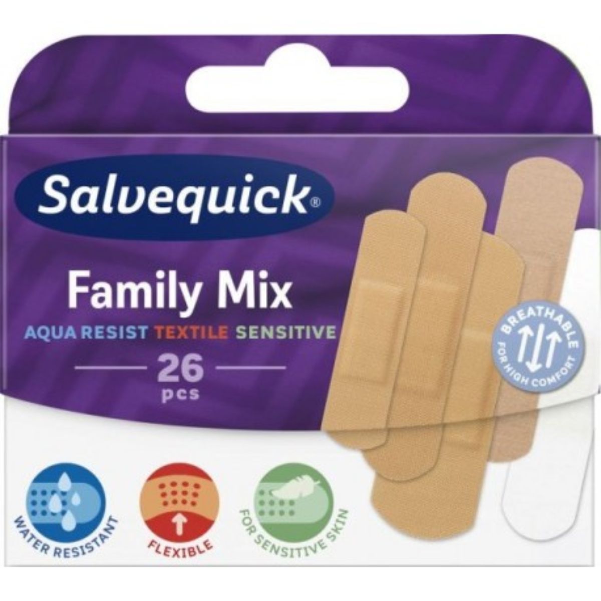 Salvequick Family Mix - plastry na różne potrzeby - 26 sztuk