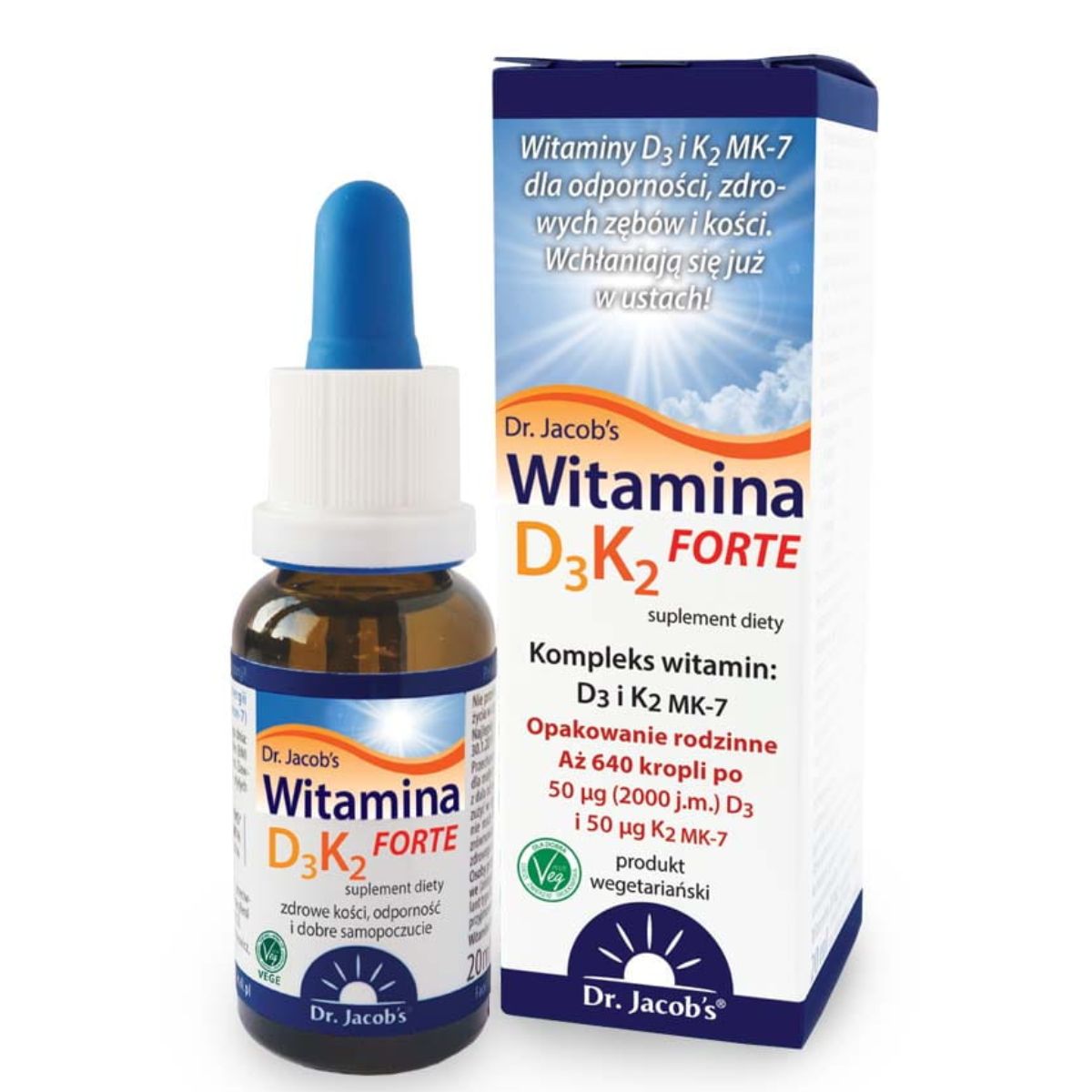 Dr Jacobs Witamina D3 + K2 Forte - wzmacnia układ odpornościowy - 20 ml