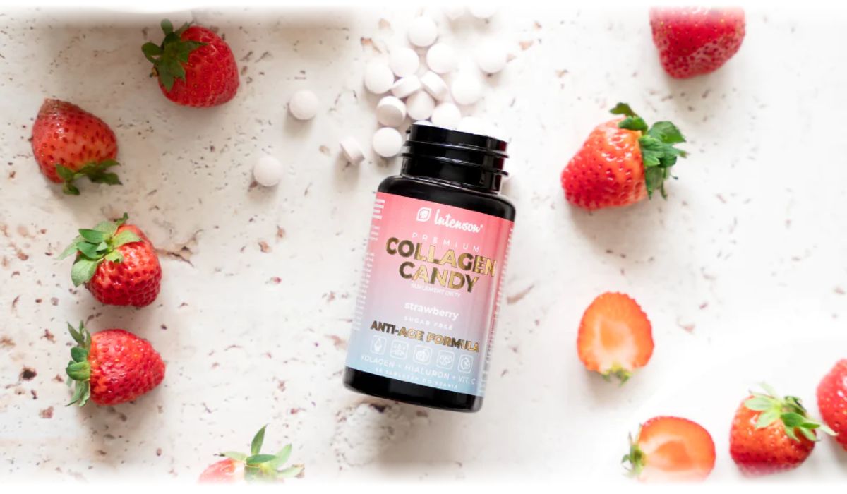 Intenson Collagen do ssania candy o smaku truskawkowym 60 tab