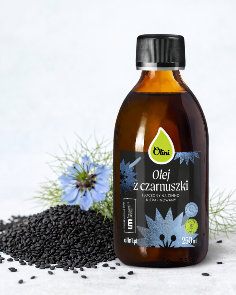 Olej z czarnuszki Olini 250 ml — tłoczony na zimno
