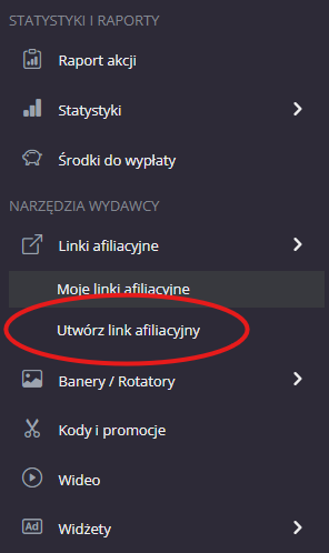 Utwórz link afiliacyjny - WebePartners